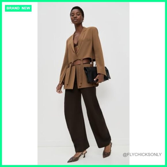 Cutout Blazer with Tie Closures, Mid-Weight Non-Stretch Suiting - Picture 5 of 6